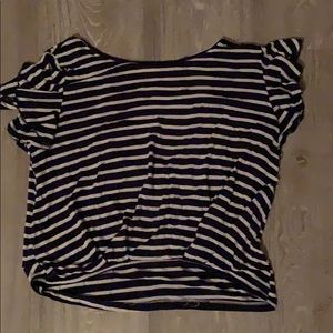Blue stripped flowy short sleeved Shirt